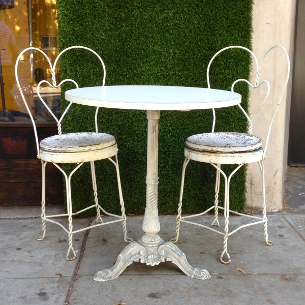 vintage white parlor table