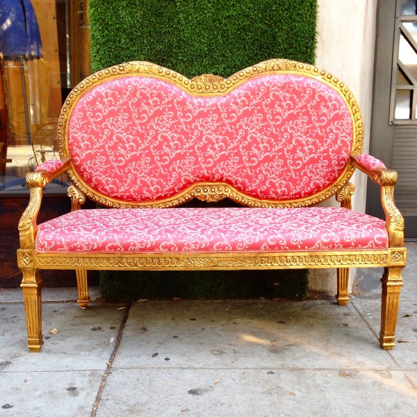 gold and red regency bench