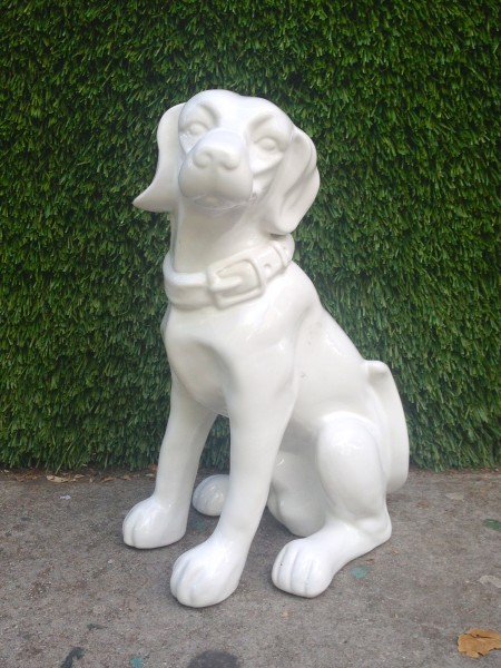 white dog statue