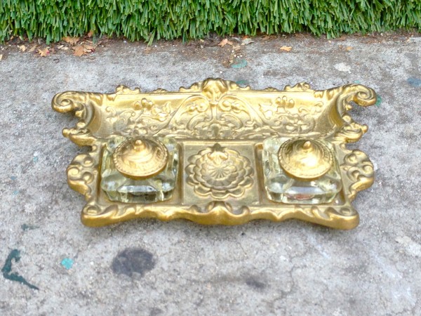 vintage gold ink holder