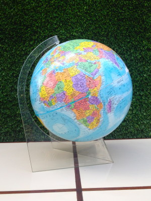 vintage globe with clear stand