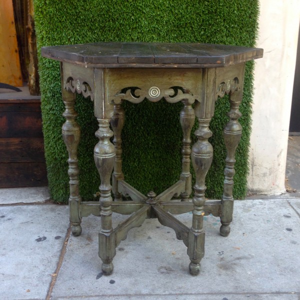 vintage hexagonal accent table with 6 legs