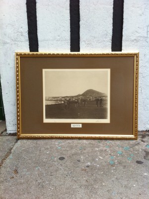 cepia signed photo of men playing golf with golden frame #2