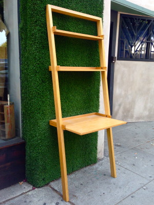 wooden leaning shelf