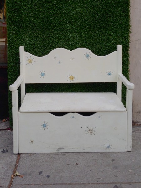 small white kids bench with storage