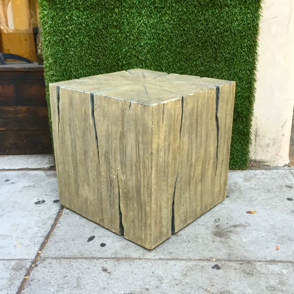 square fiberglass tree trunk side table