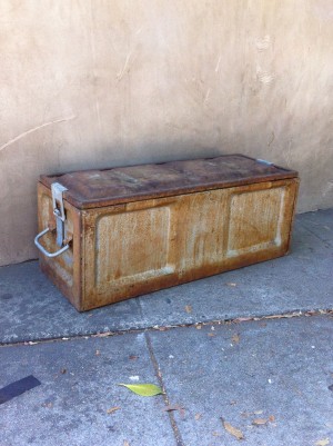 small vintage metal trunk