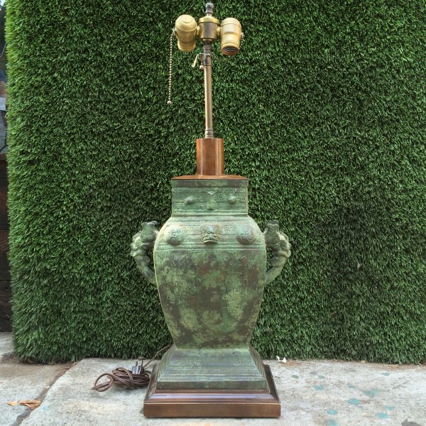 vintage green ceramic table lamp