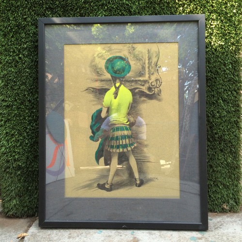 framed illustration of young girl