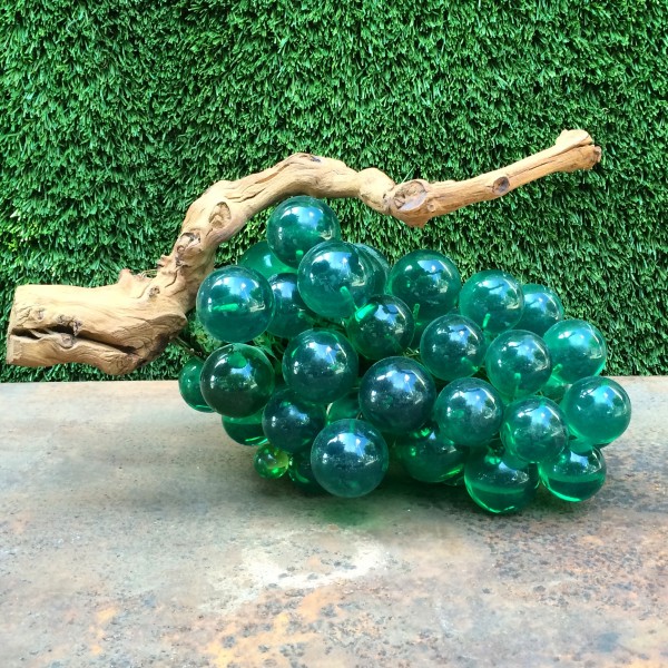 vintage decorative green grapes on vine