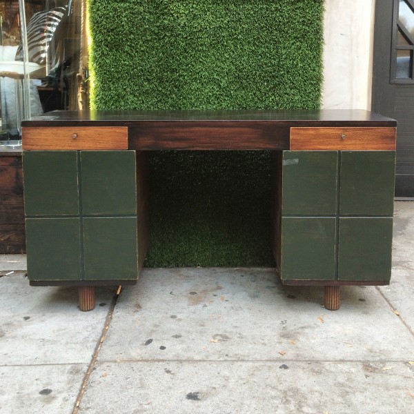 short vintage desk with 4 drawers