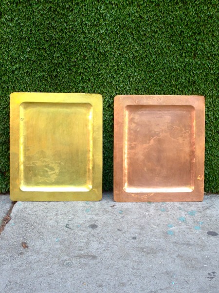 copper and bronze trays