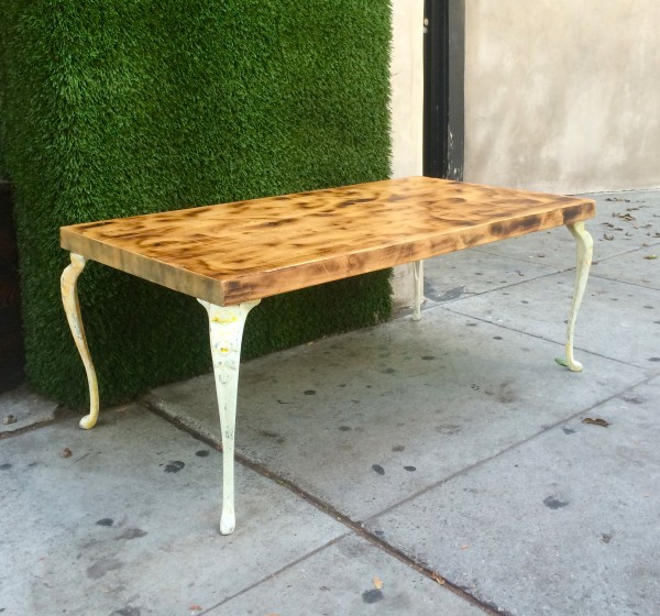 vintage coffee table with distressed wood top