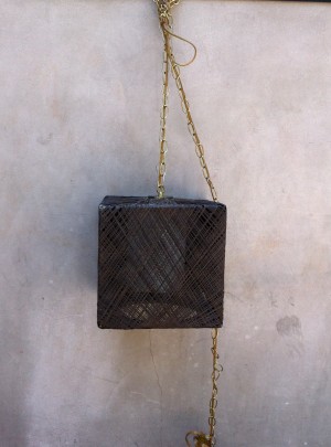 square black mid century hanging lamp