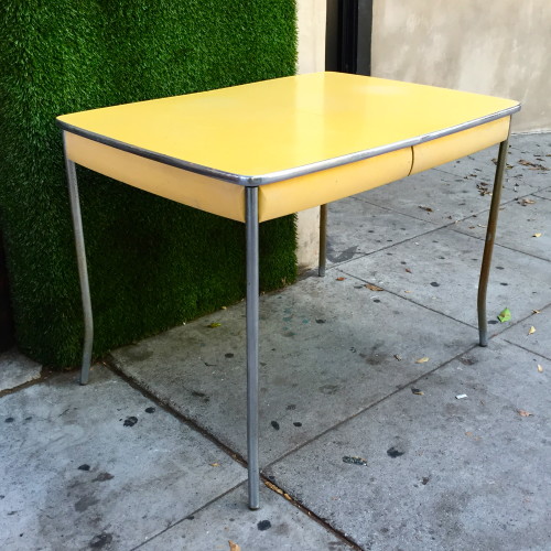 yellow retro dining table