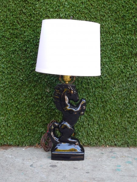 black lacquered horse lamp