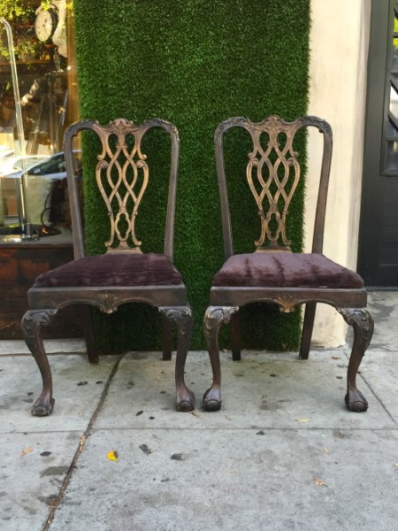 pair of vintage chairs with upholstery