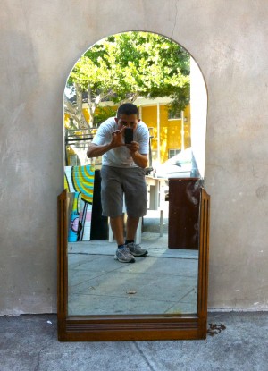 mid century mirror with rounded top