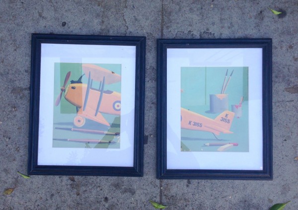 2-piece framed airplane picture