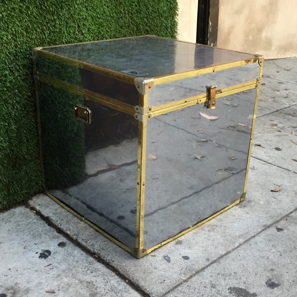 vintage mirror trunk with brass profile