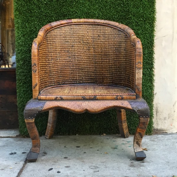 beautiful wicker chair with leather