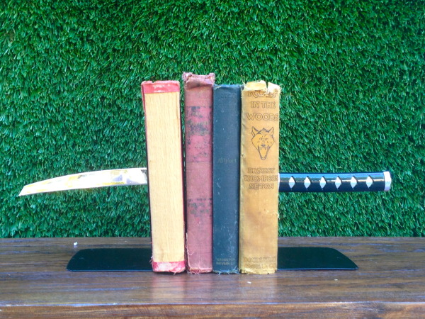 bookends with sword