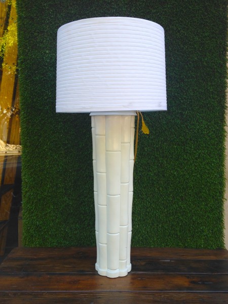 tall white bamboo-looking lamp
