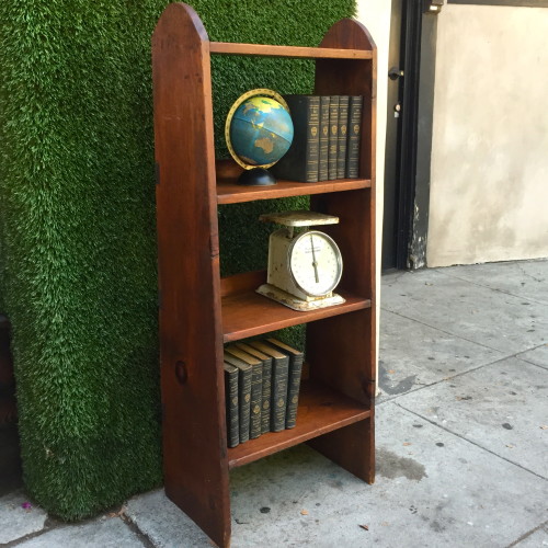 old wooden 4-level bookshelf