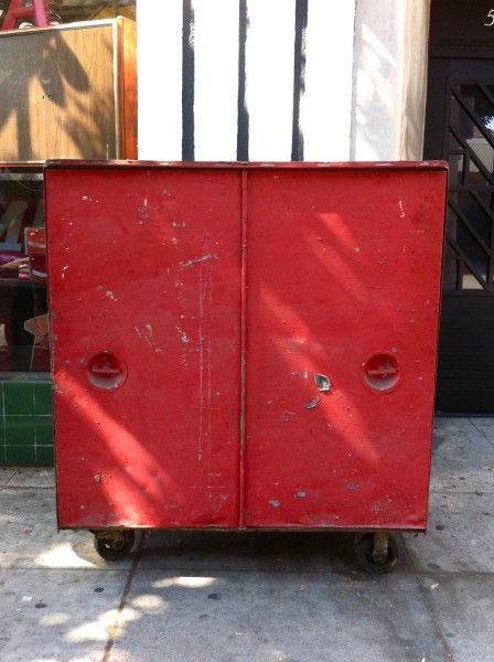 unique huge vintage red metal cabinet