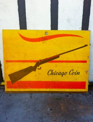 yellow & orange chicago coin sign