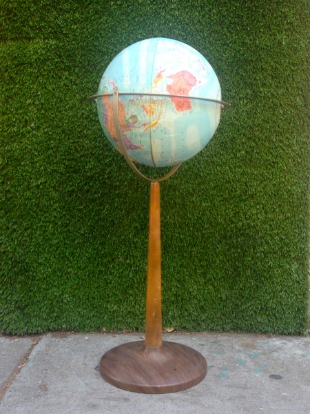 mid century globe on stand