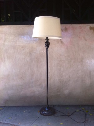 black contemporary floor lamp with white shade