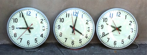3 industrial round wall clocks