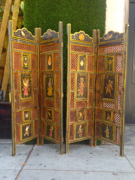 vintage indian screens with hindu gods drawn on them