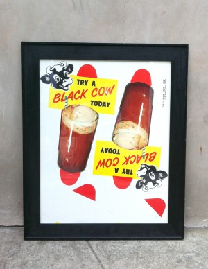 retro framed try a black cow today poster