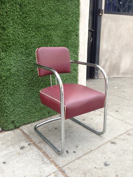 chrome and burgundy vinyl chair