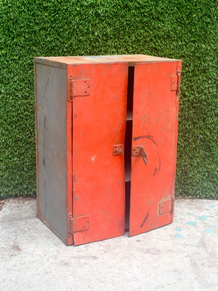 small industrial wall hanging cabinet with doors