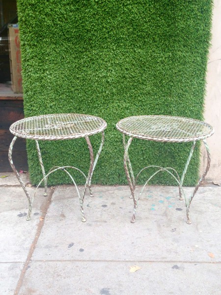vintage metal w/graded top end tables