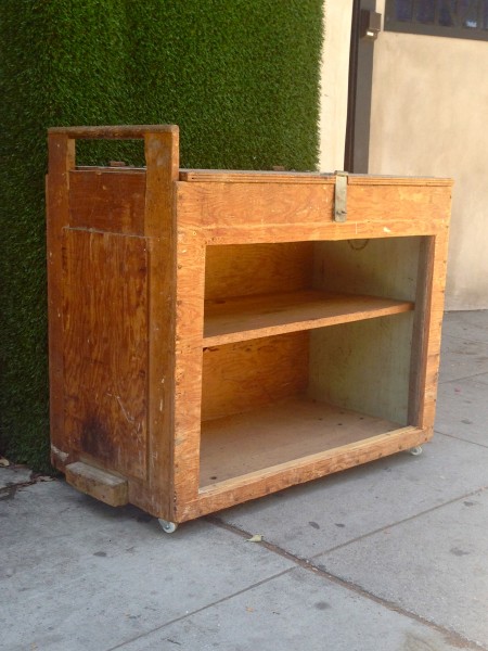 wooden cart cabinet with shelf
