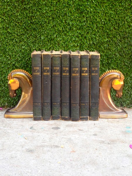 vintage brass horse bookends