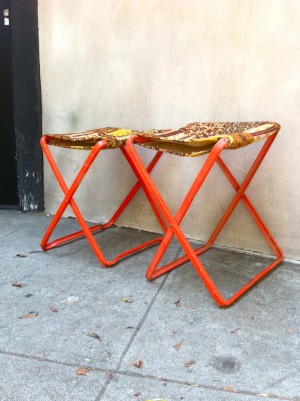 retro orange folding stools
