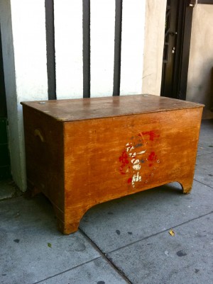 wooden vintage trunk
