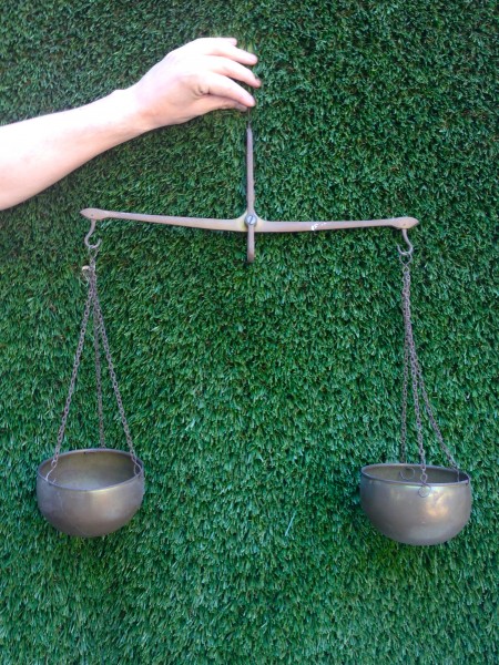 vintage brass hanging scale