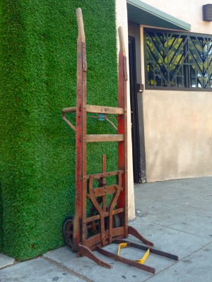 red vintage industrial dolly
