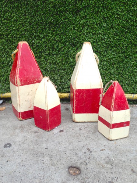 vintage red & white buoys