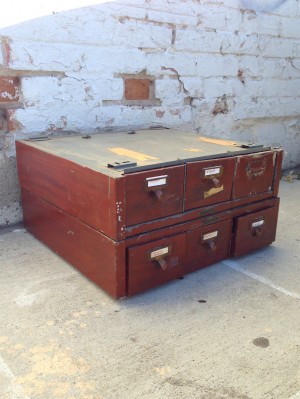 vintage metal small file cabinet drawers (2 in picture set of 3 drawers ea)