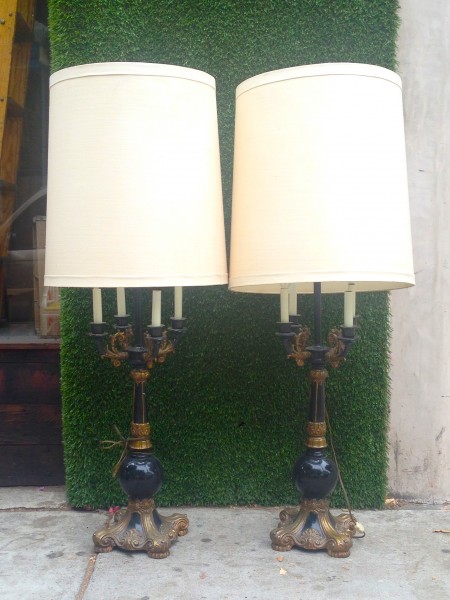 2 tall hollywood regency lamps
