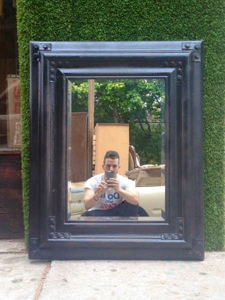 black modern industrial style mirror