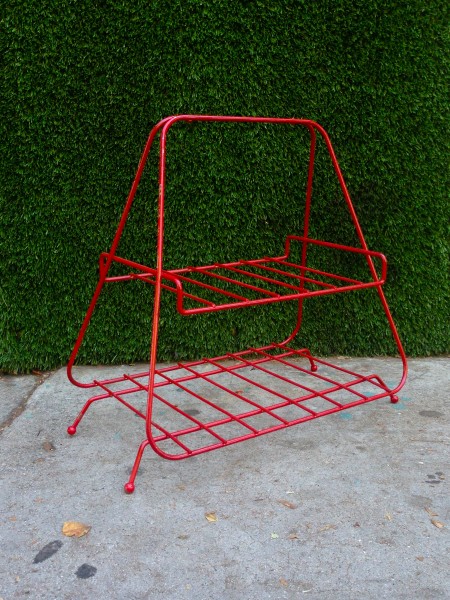 vintage red wire shelf