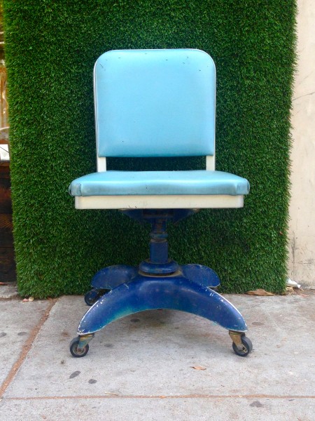 blue industrial desk chair